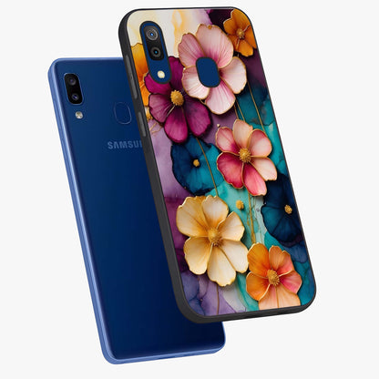 Artlyn Grace Flower Pattern Glass Case displayed in angled mockup highlighting delicate flower pattern design and smooth glass surface.