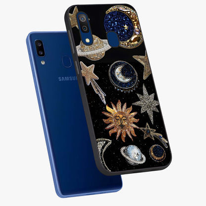 Celestial Gem Constellations Glass Case displayed in angled mockup highlighting gemstone inspired constellation design.