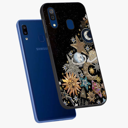 Cosmic Sparkle Dreams Glass Case displayed in angled mockup highlighting dreamy star sparkle design with celestial aesthetic.
