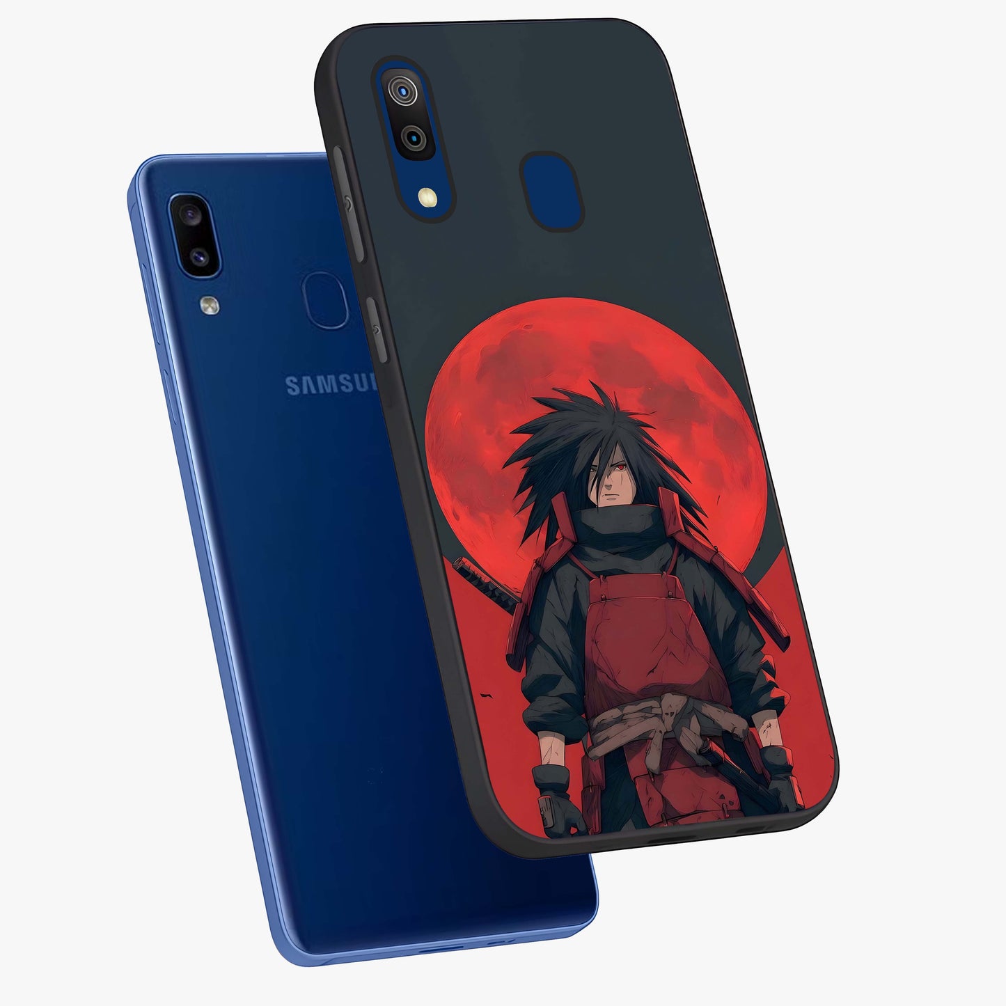 Crimson Moon Warlord Glass Case displayed in angled mockup highlighting dramatic crimson moon design with fantasy aesthetic.