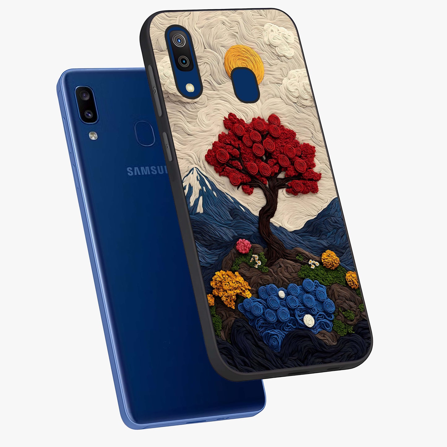 Eternal Nature Tapestry Glass Case displayed in angled mockup highlighting detailed botanical pattern with artistic aesthetic.