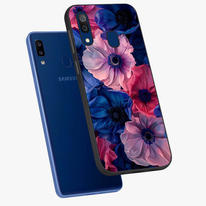 Flower Paper Art Pattern Glass Case displayed in angled mockup highlighting layered paper flower design with artistic aesthetic.