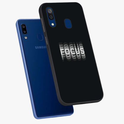 Focused Blade Discipline Glass Case displayed in angled mockup highlighting clean minimal text artwork with modern aesthetic style.