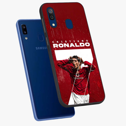 Goal Celebration Legacy Glass Case displayed in angled mockup highlighting energetic sports celebration design with bold athletic theme.