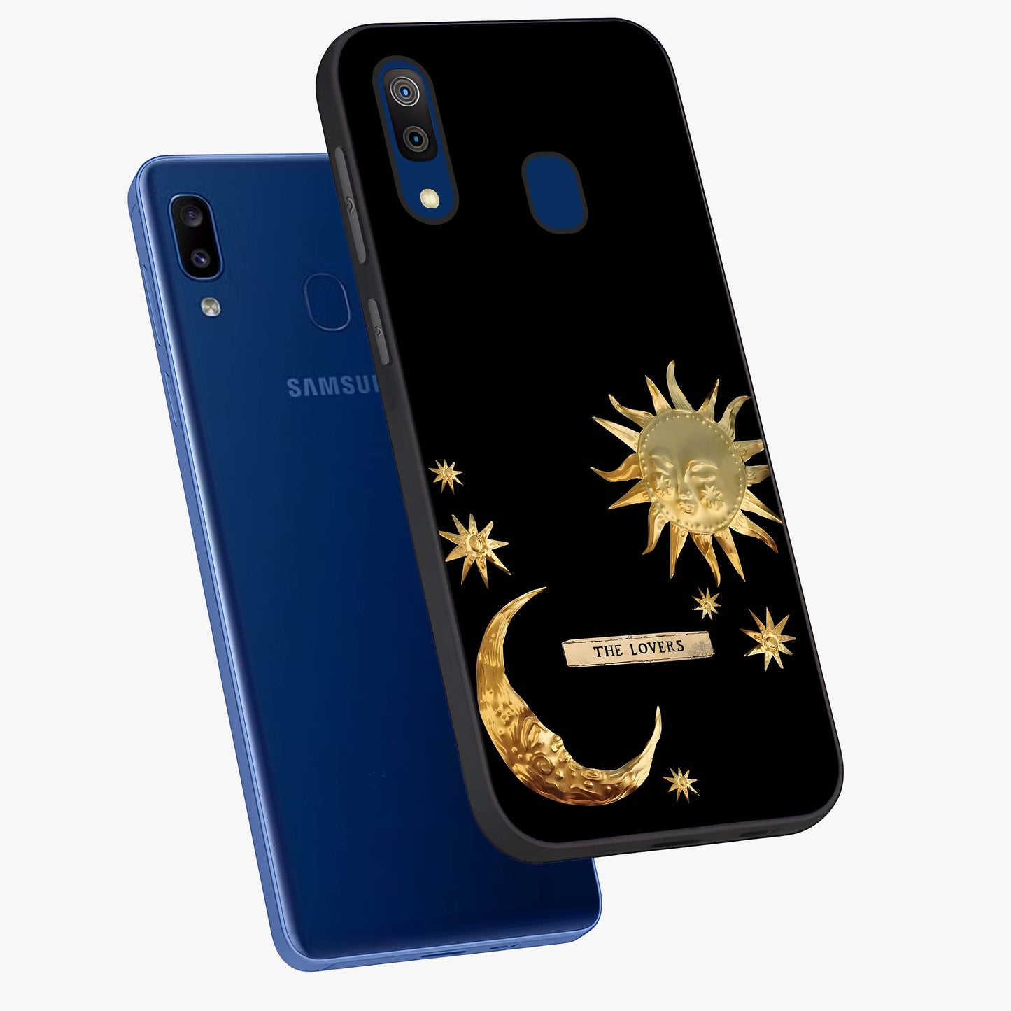 Gold Sun Blush Glass Case displayed in angled mockup highlighting radiant sun design with warm golden aesthetic.