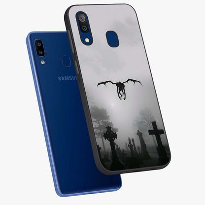 Graveyard Shadow Descent Glass Case displayed in angled mockup highlighting eerie shadow illustration with gothic aesthetic.