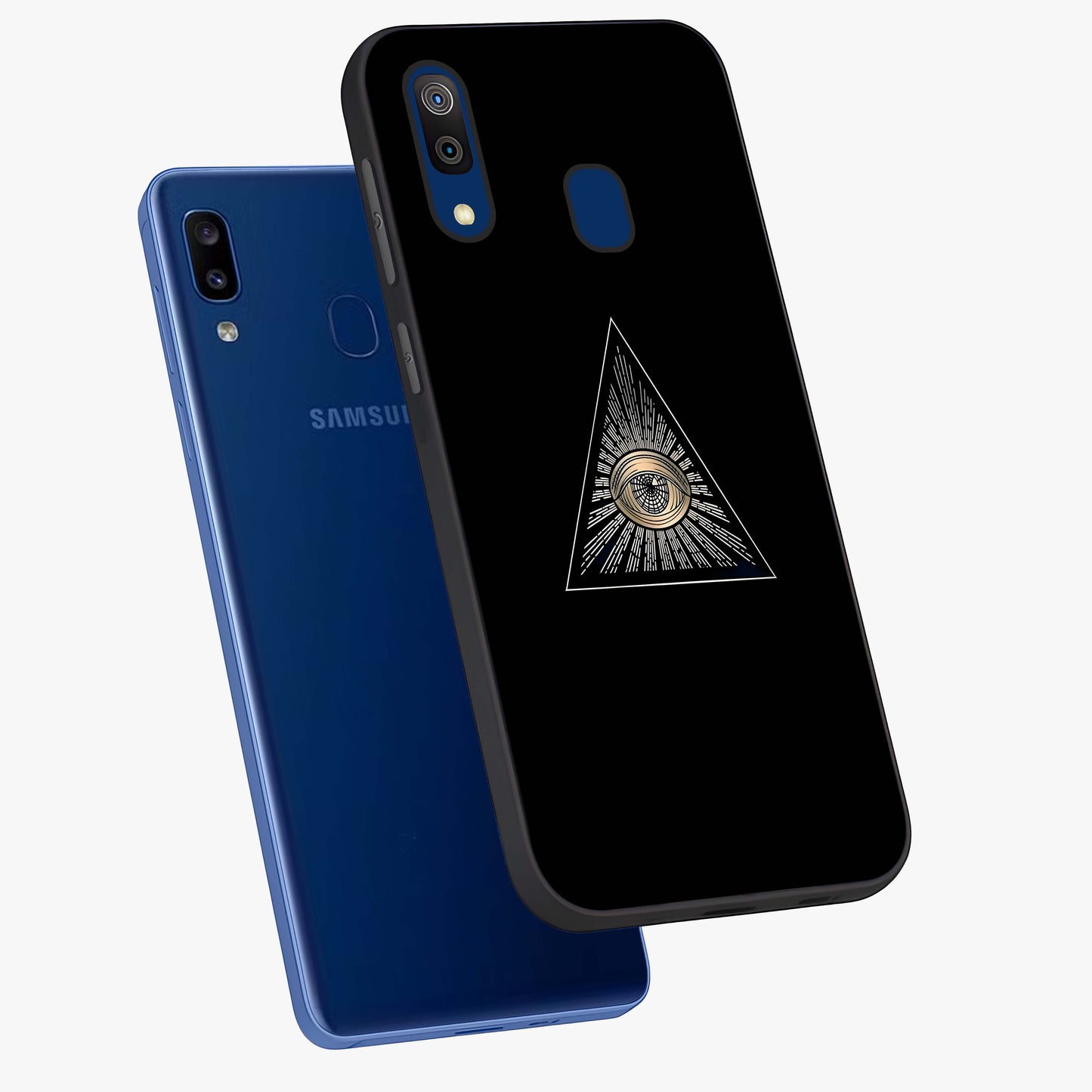 Illuminati Evil Glass Case displayed in angled mockup highlighting dark occult inspired design with bold aesthetic style.