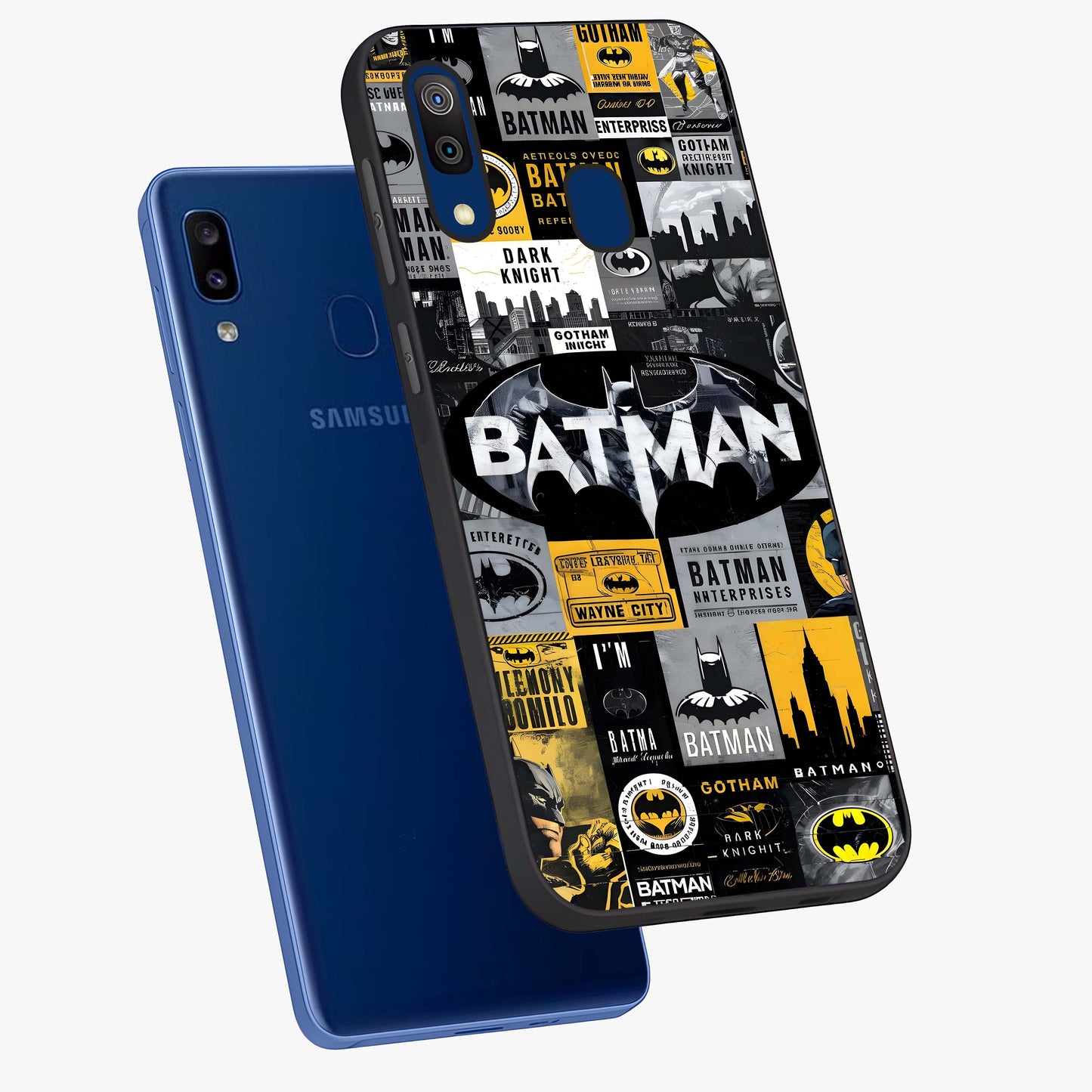 Knight Gotham Rise Glass Case displayed in angled mockup highlighting powerful knight silhouette design with dramatic aesthetic.