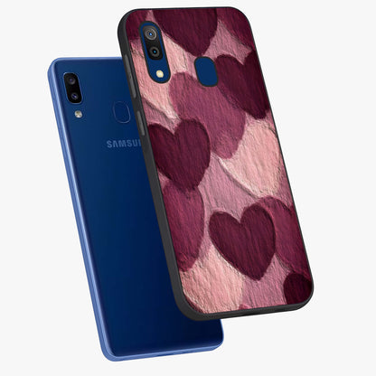 Layered Paper Hearts Glass Case displayed in angled mockup highlighting creative paper craft heart design with romantic aesthetic.
