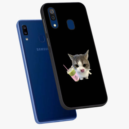Matcha Cat Style Glass Case displayed in angled mockup highlighting playful feline design with pastel matcha aesthetic.
