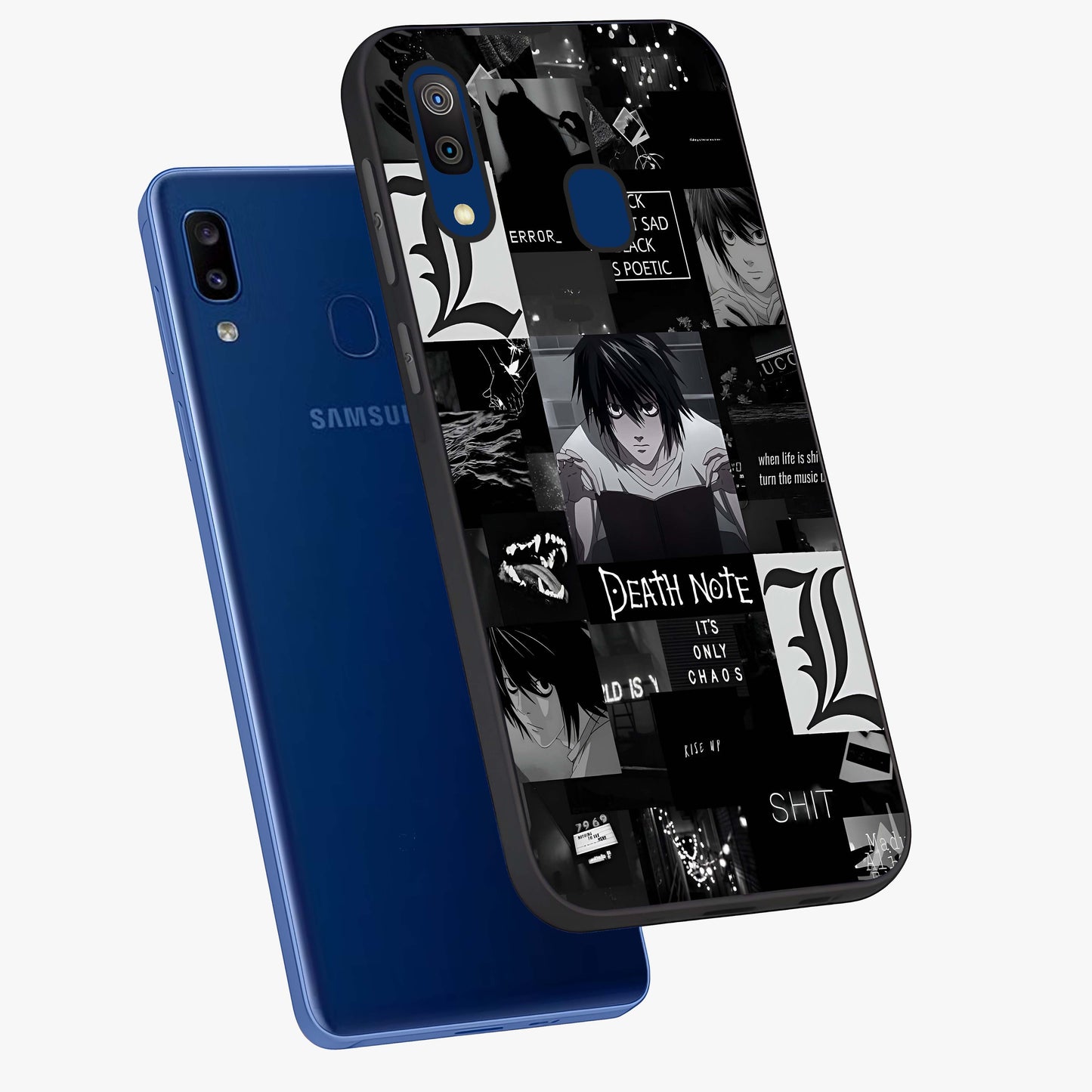 Midnight Chaos Mind Glass Case displayed in angled mockup highlighting chaotic artistic design with dramatic midnight aesthetic.