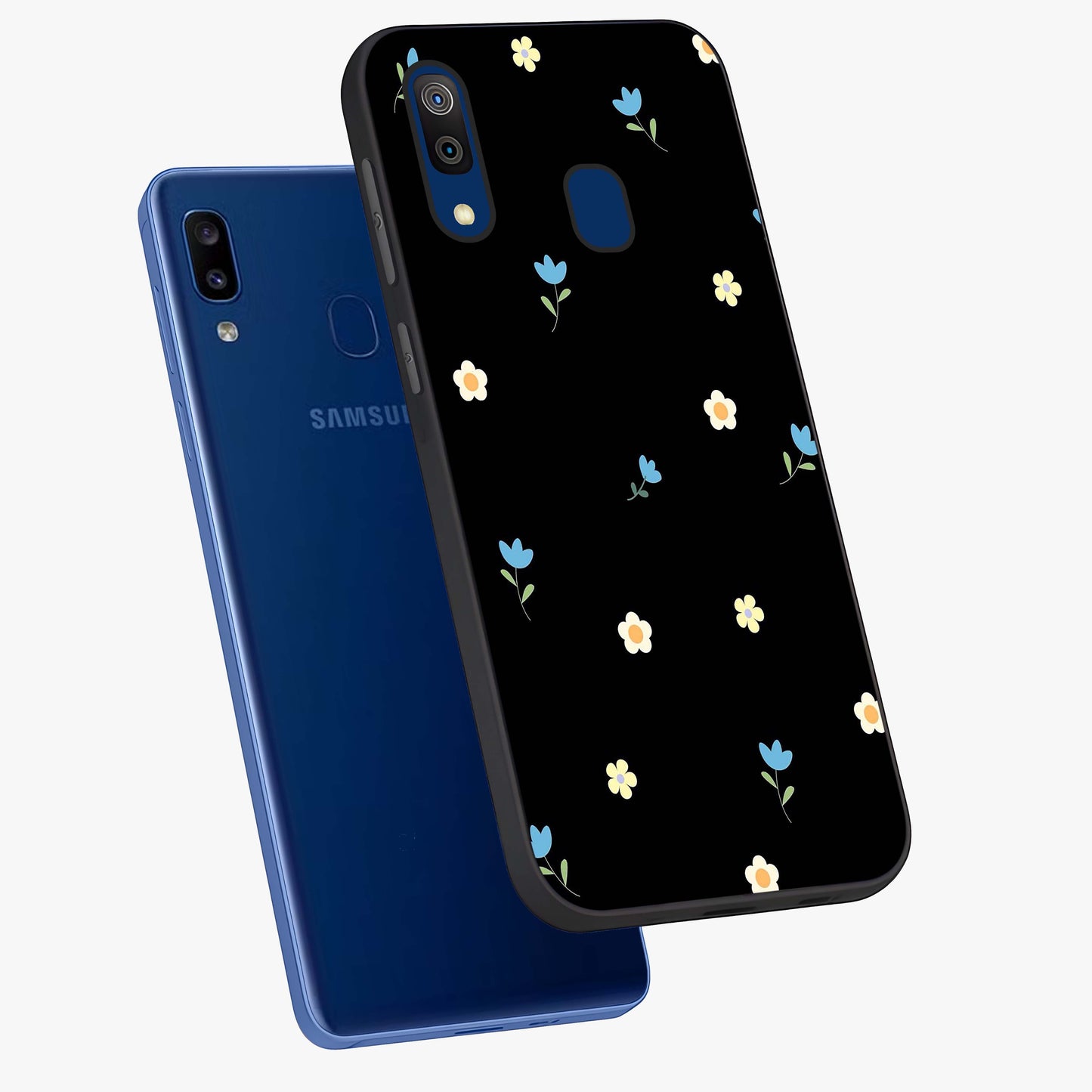 Minimal Petal Whispers Glass Case displayed in angled mockup highlighting delicate petal design with clean minimal aesthetic.