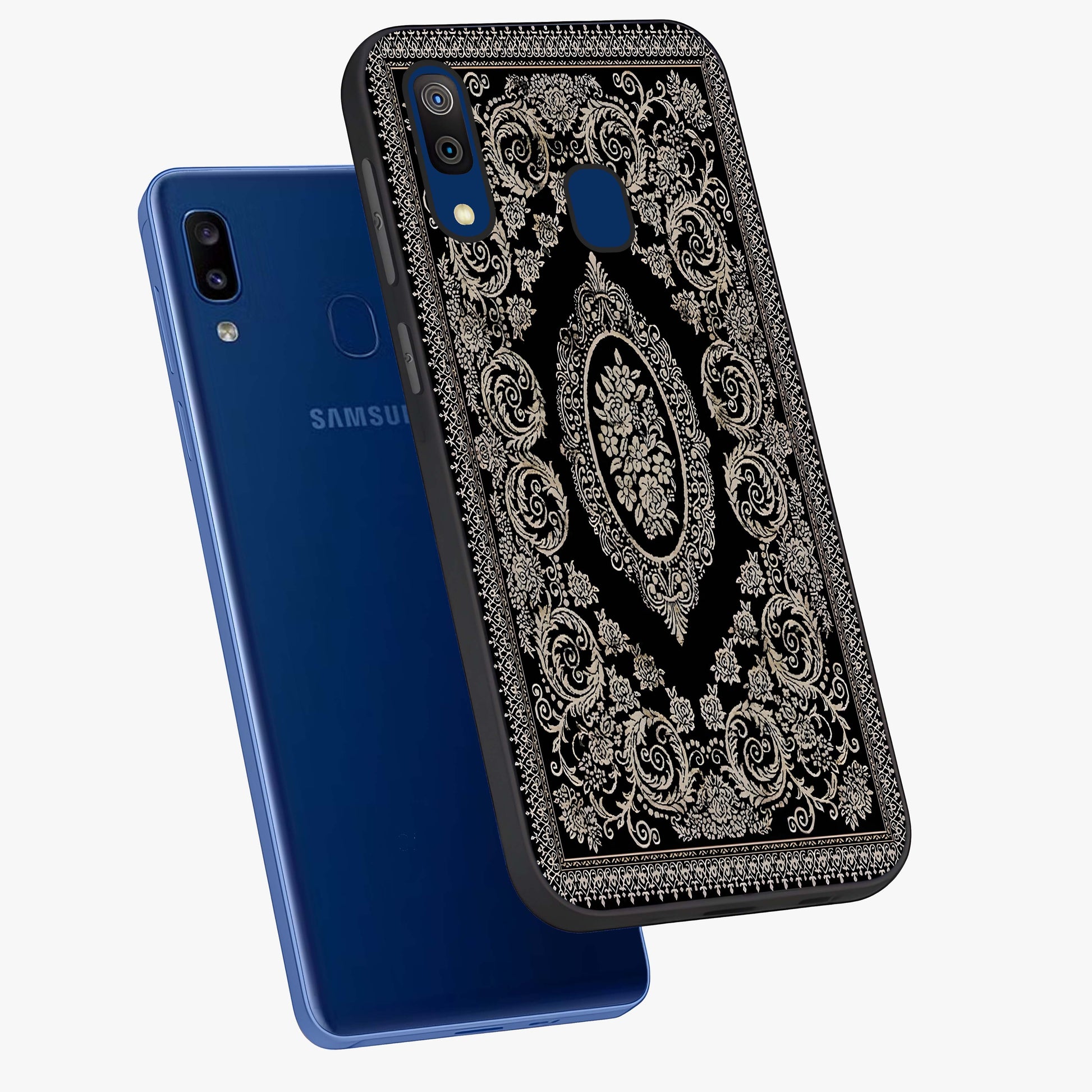 Noir Bloom Elegance Glass Case displayed in angled mockup highlighting refined flower design with stylish noir aesthetic.