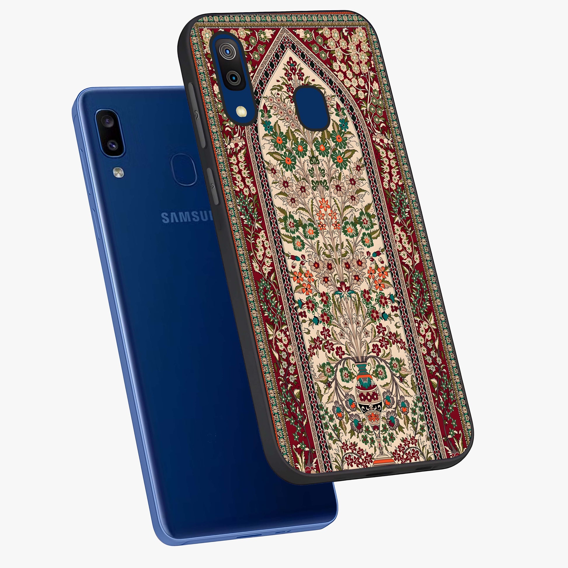 Persian Inspired Glass Case displayed in angled mockup highlighting intricate traditional design with elegant cultural aesthetic.