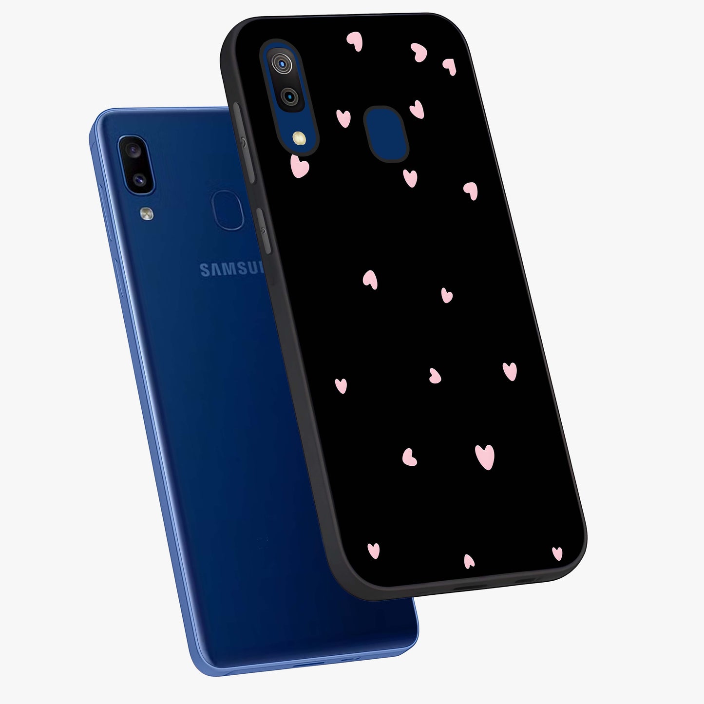 Pink Love Drops Glass Case displayed in angled mockup highlighting cute love drop design with vibrant pink aesthetic.