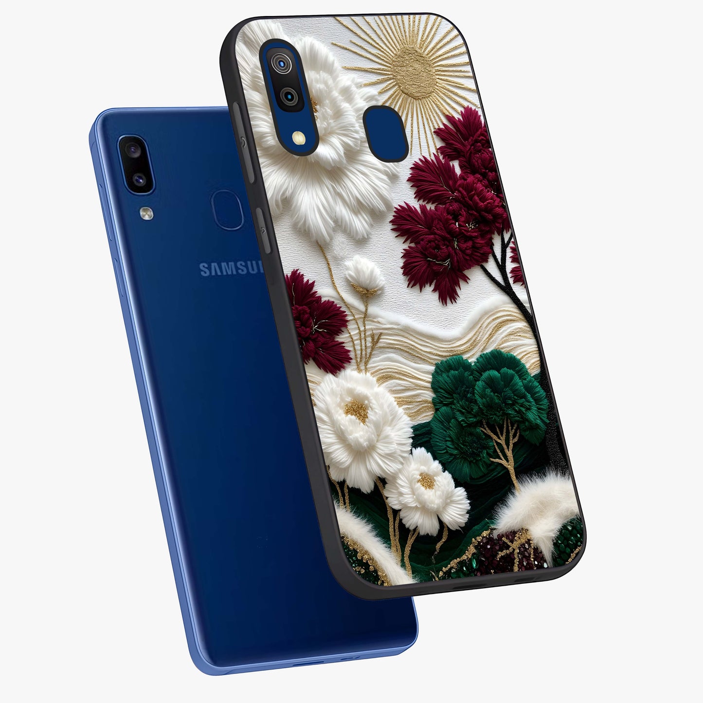 Radiant Bloom Elegance Glass Case displayed in angled mockup highlighting graceful floral design with radiant aesthetic style.