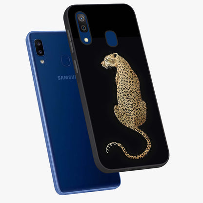 Regal Leopard Glass Case displayed in angled mockup highlighting powerful animal illustration with stylish wild aesthetic.