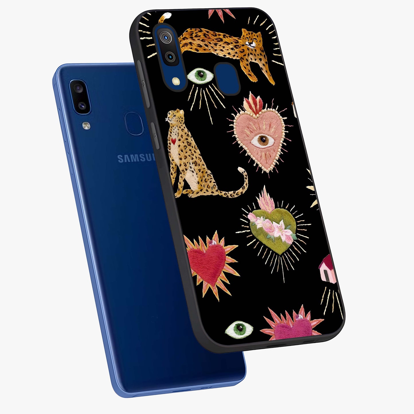 Sacred Jungle Heart Glass Case displayed in angled mockup highlighting lush tropical design with natural aesthetic style.