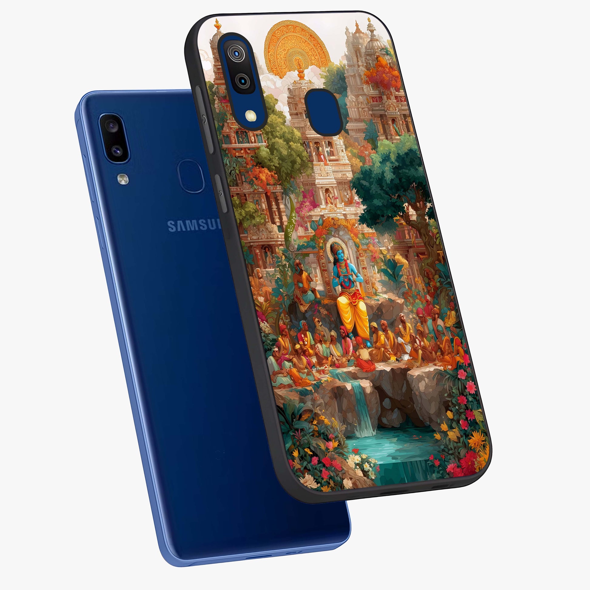 Sacred Sunlight Gods Glass Case displayed in angled mockup highlighting radiant spiritual design with celestial aesthetic.