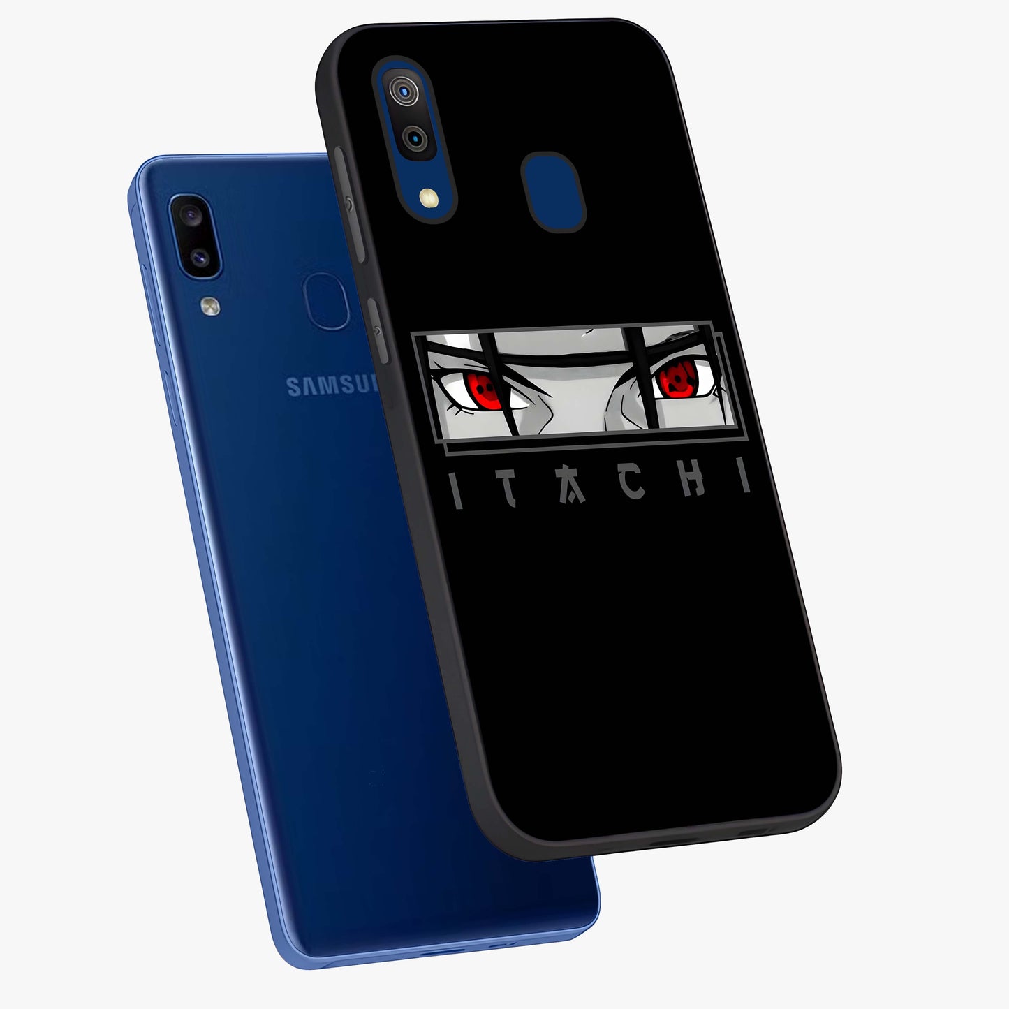 Scarlet Gaze Dominance Glass Case displayed in angled mockup highlighting intense visual design with bold scarlet aesthetic.