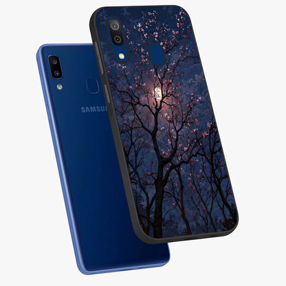 Twilight Sakura Serenade Glass Case displayed in angled mockup highlighting delicate sakura flower design with dreamy aesthetic.