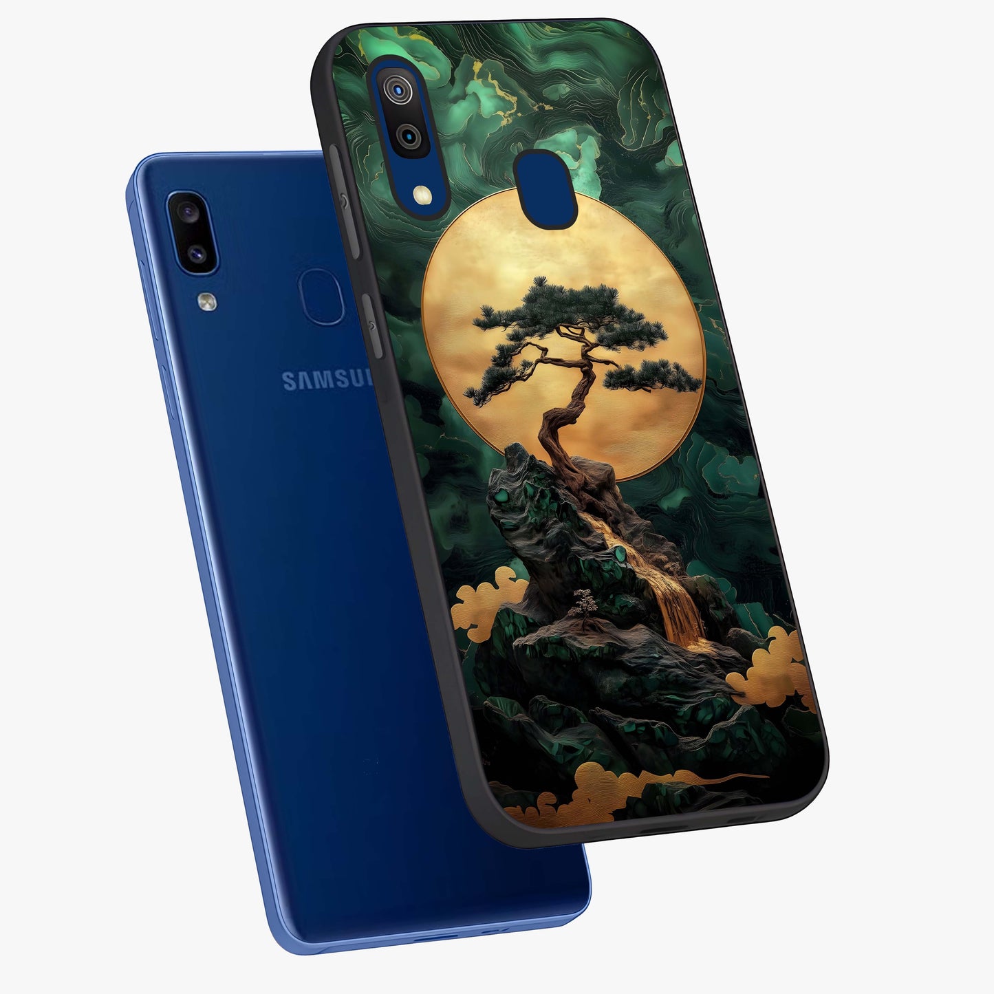 Zen Moon Rise Glass Case displayed in angled mockup highlighting peaceful lunar design with zen aesthetic style.