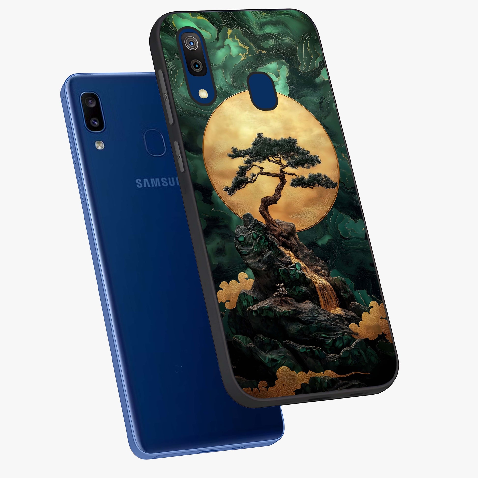 Zen Moon Rise Glass Case displayed in angled mockup highlighting peaceful lunar design with zen aesthetic style.
