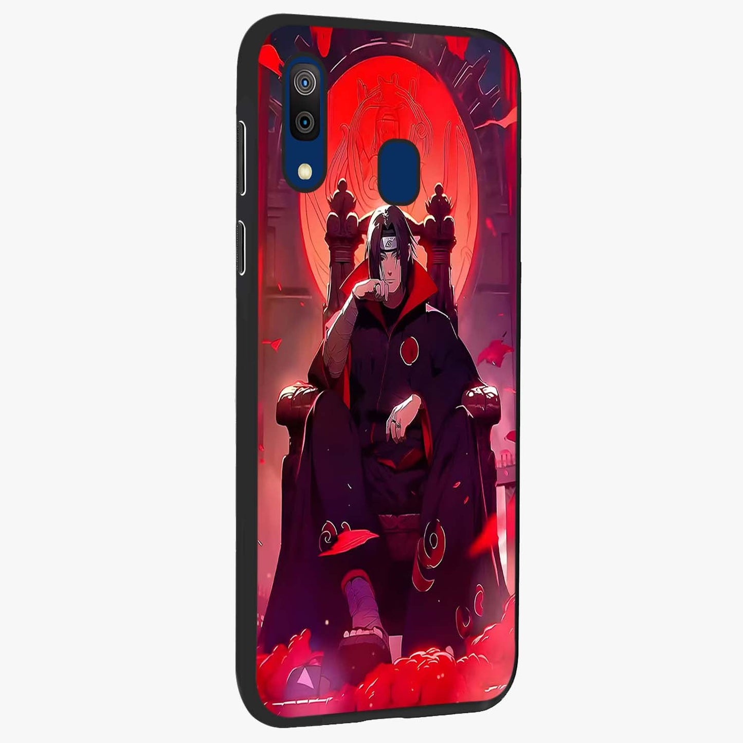 Blood Moon Sovereign Glass Case upright view showcasing powerful moon inspired artwork with cosmic aesthetic style.