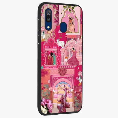 Blossoms of Rajasthan Glass Case upright view showcasing colorful floral design inspired by traditional Indian art.