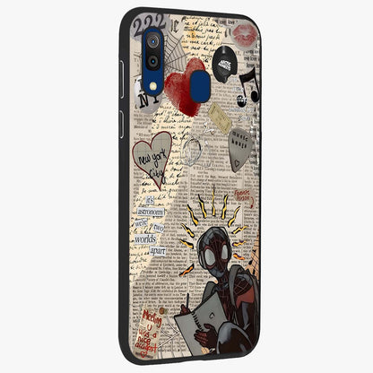 City Dream Sketch Glass Case upright view showcasing urban skyline artwork with stylish hand drawn design.