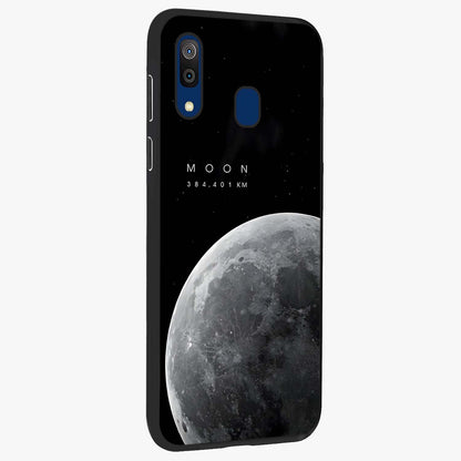 Cosmic Moon Glow Glass Case upright view showcasing luminous moon illustration with dreamy cosmic style.