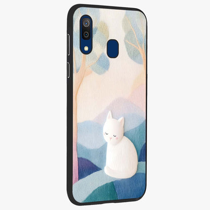Cotton Dream Cat Glass Case upright view showcasing charming cat artwork with cozy dreamy theme.