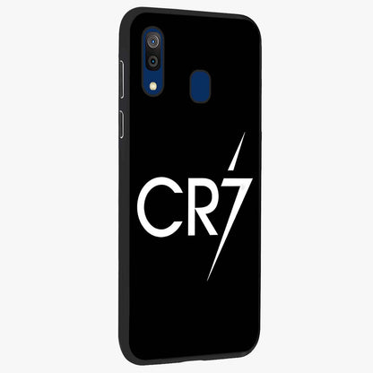 Cr7 Elite Strike Glass Case upright view showcasing energetic football inspired design with modern sports aesthetic.