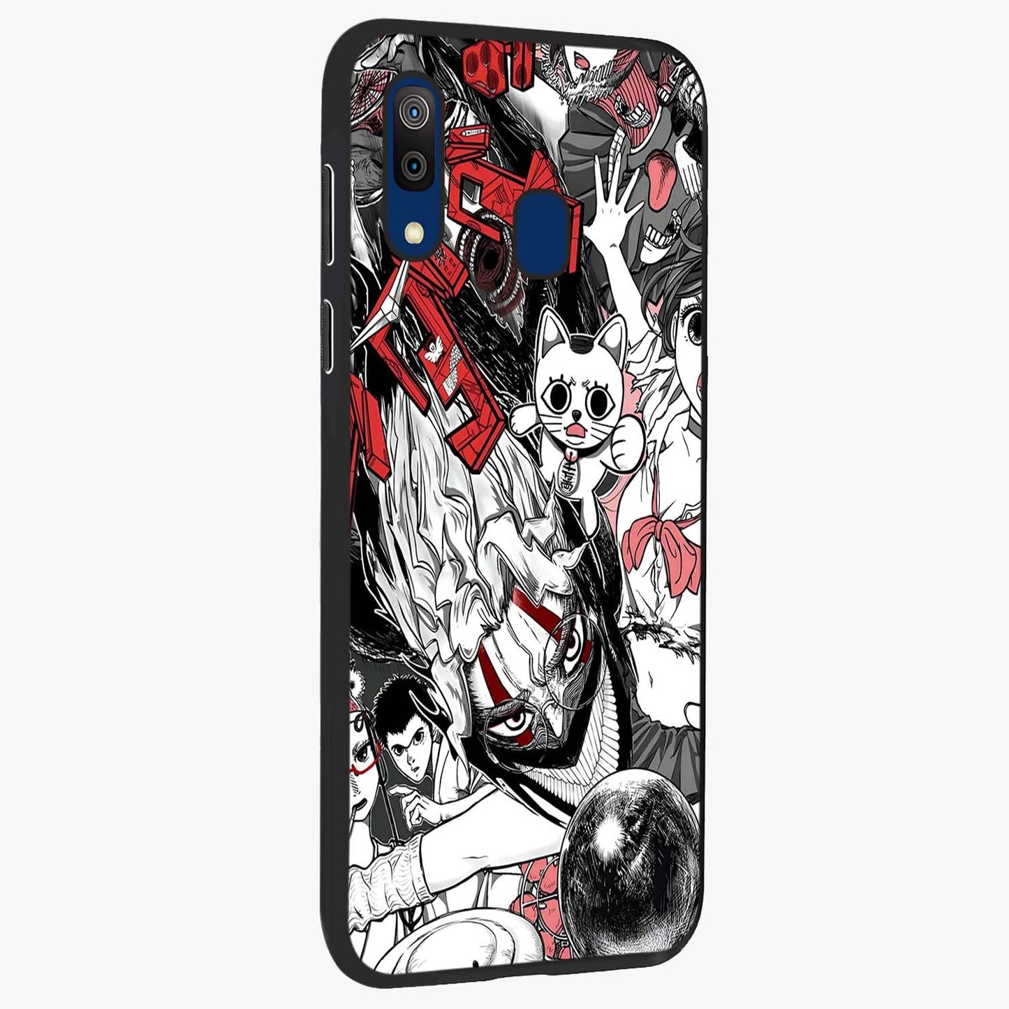 Crimson Chaos Panel Glass Case upright view showcasing intense crimson artwork with dramatic aesthetic style.