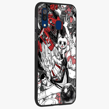 Crimson Chaos Panel Glass Case upright view showcasing intense crimson artwork with dramatic aesthetic style.