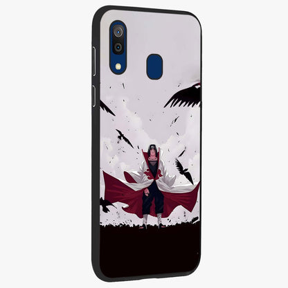 Crimson Crow Ascension Glass Case upright view showcasing dramatic crow artwork with bold gothic theme.