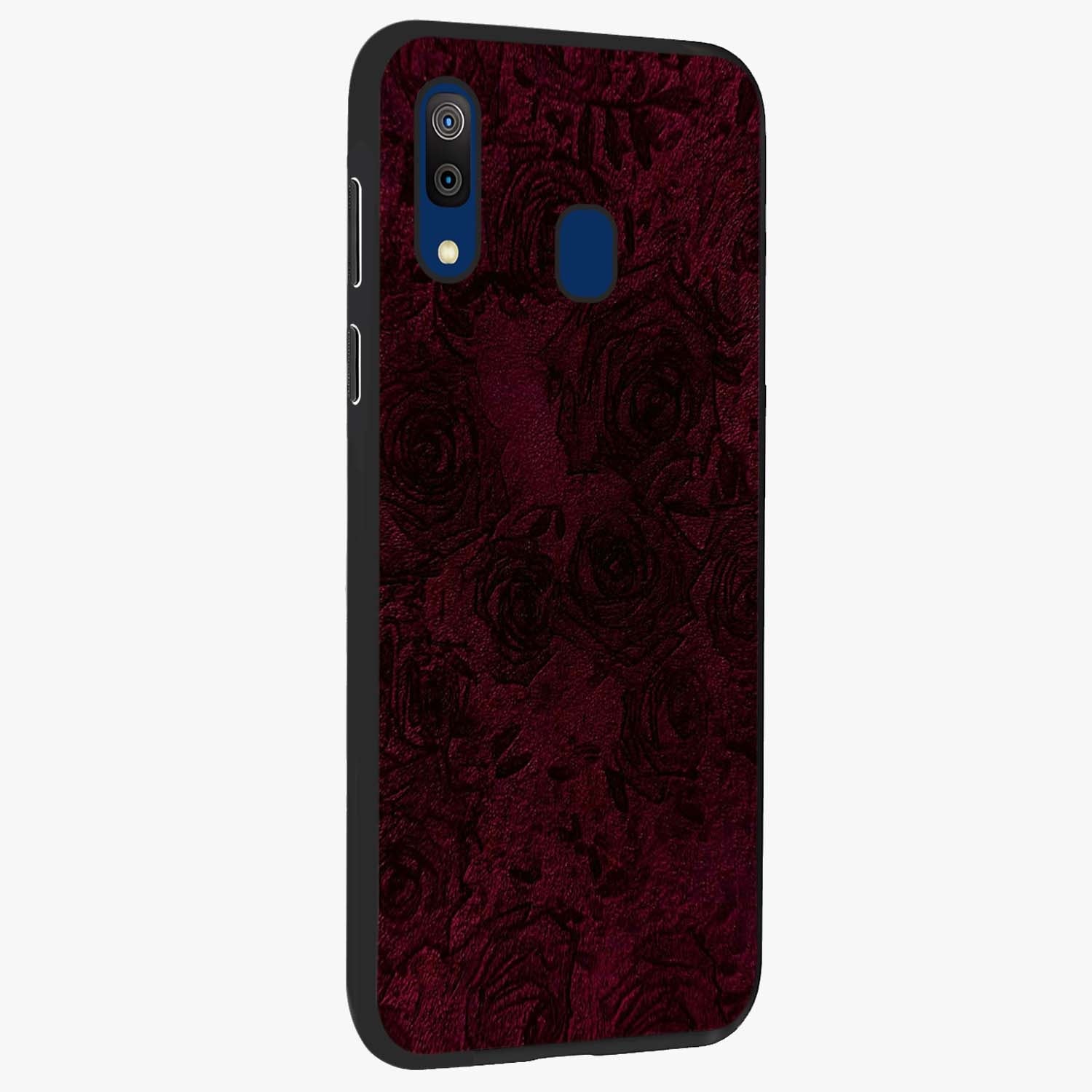 Crimson Fade Flow Glass Case upright view showcasing dynamic crimson flow artwork with stylish abstract theme.