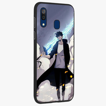 Dark Lightning Anime Warrior Glass Case upright view showcasing dramatic warrior artwork with dark lightning aesthetic.