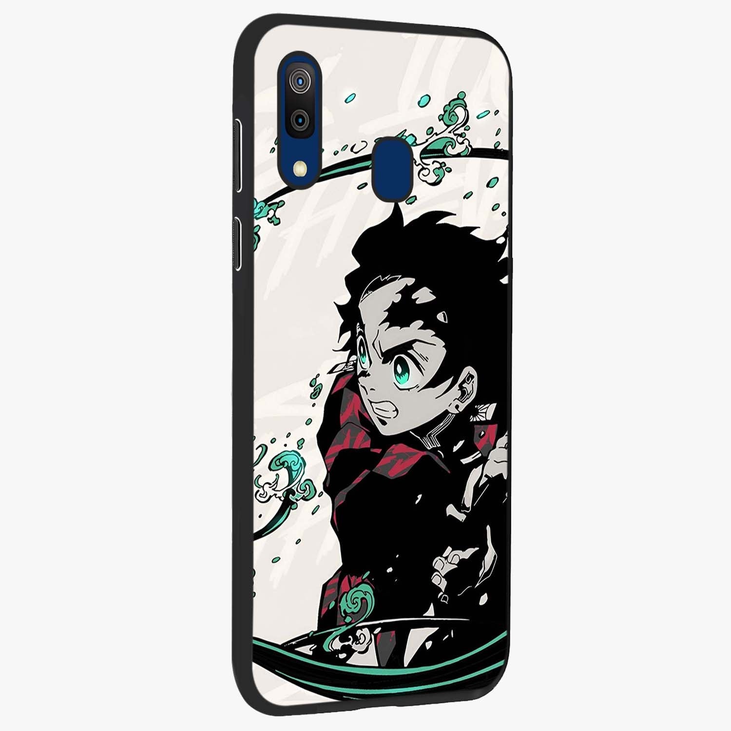 Demon Slayer Glass Case upright view showcasing powerful anime artwork with intense warrior theme.