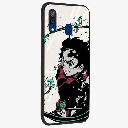 Demon Slayer Glass Case upright view showcasing powerful anime artwork with intense warrior theme.