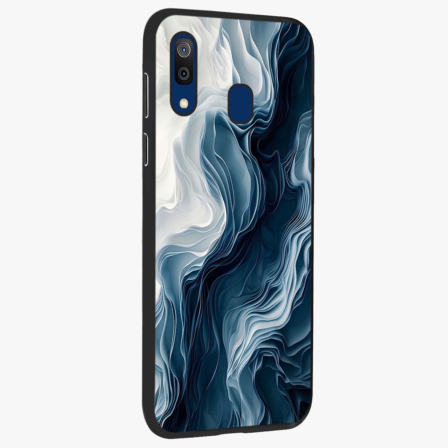 Ethereal Paper Marble Glass Case upright view showcasing smooth marble artwork with refined minimalist theme.