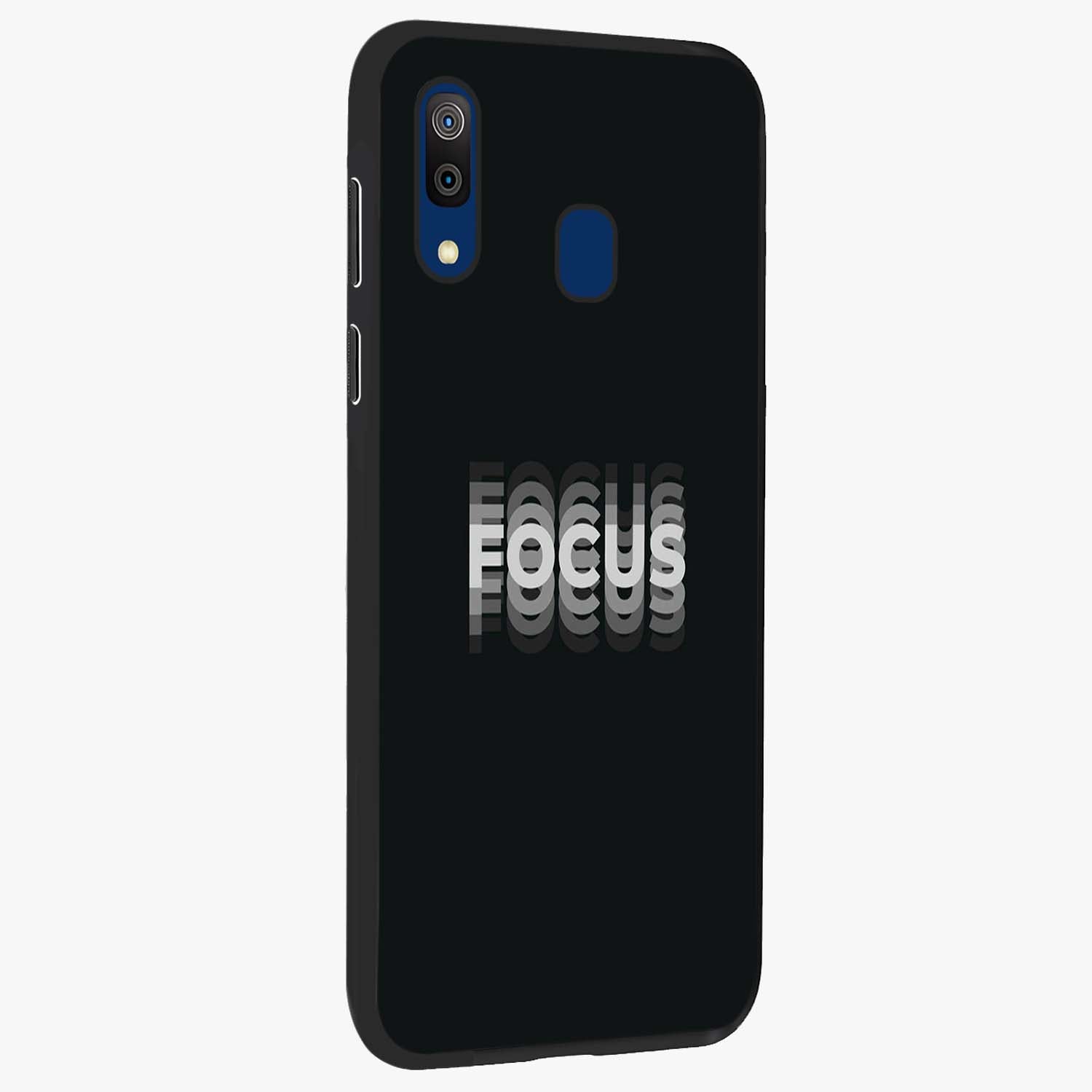 Focused Blade Discipline Glass Case upright view showcasing strong typography statement with sleek motivational theme.