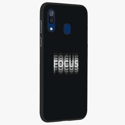 Focused Blade Discipline Glass Case upright view showcasing strong typography statement with sleek motivational theme.