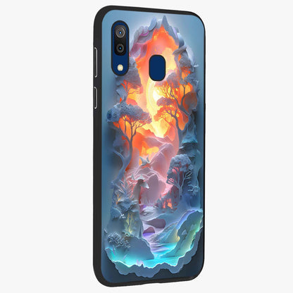 Glow Forest Portal Glass Case upright view showcasing enchanted forest portal artwork with fantasy nature theme.