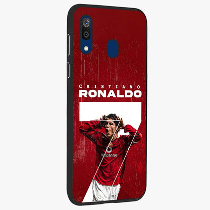 Goal Celebration Legacy Glass Case upright view showcasing dynamic football inspired artwork with victory celebration aesthetic.