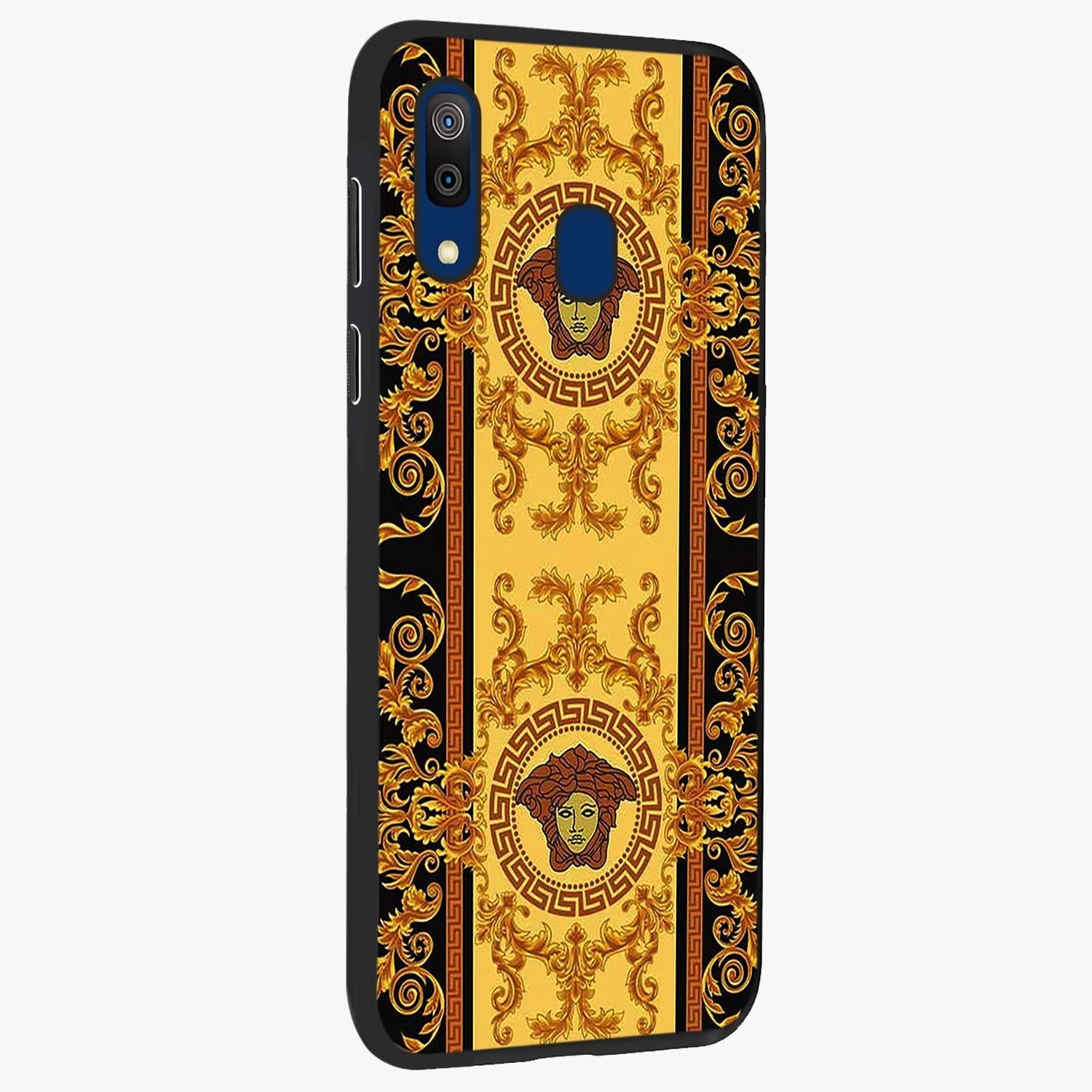 Golden Lotus Glow Glass Case upright view showcasing luminous lotus artwork with peaceful divine theme.
