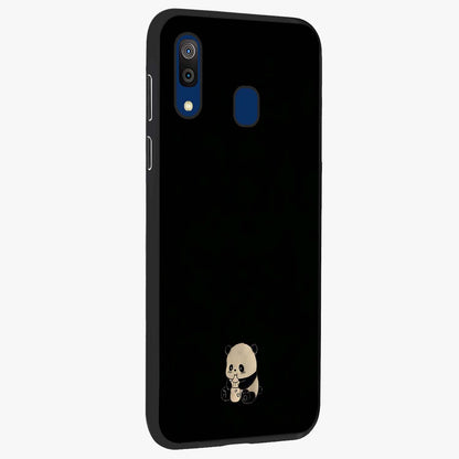 Midnight Panda Love Glass Case upright view showcasing charming panda artwork with playful romantic theme.