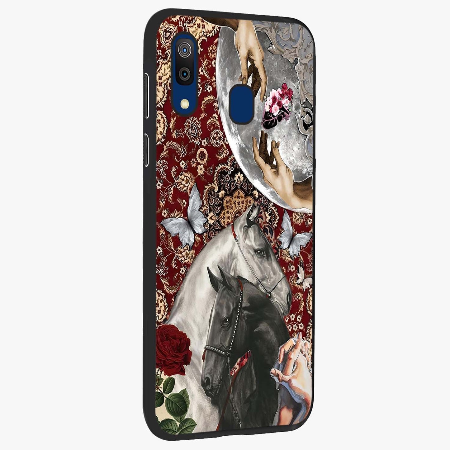 Moonlit Royal Stallion Glass Case upright view showcasing dramatic horse artwork with glowing moon themed design.