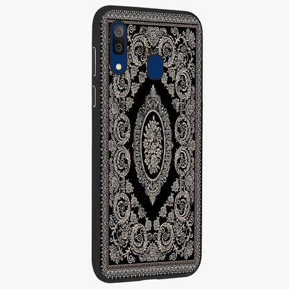 Noir Bloom Elegance Glass Case upright view showcasing graceful floral artwork with luxurious dark theme.