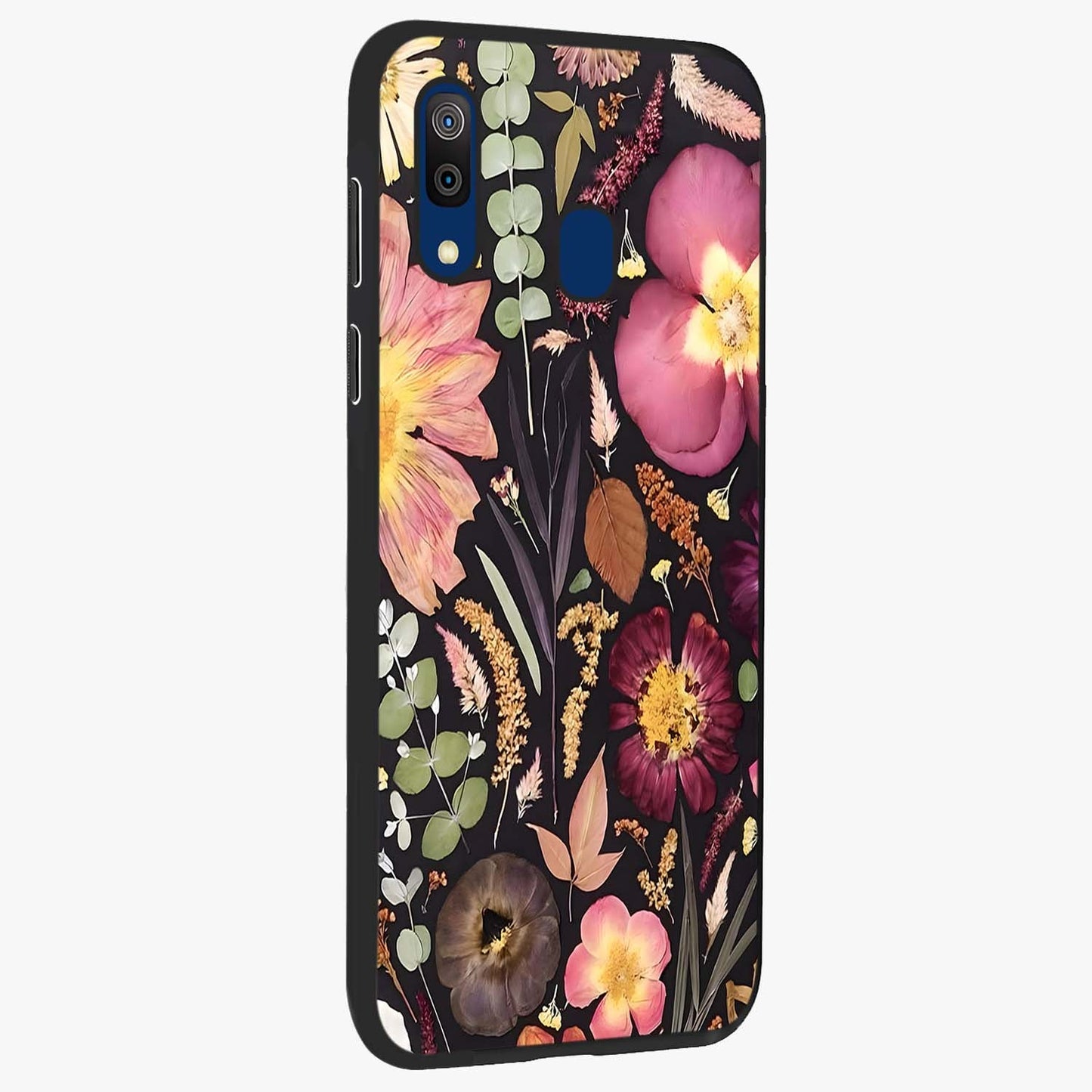 Petal Dream Tapestry Glass Case upright view showcasing detailed floral tapestry artwork with artistic nature theme.